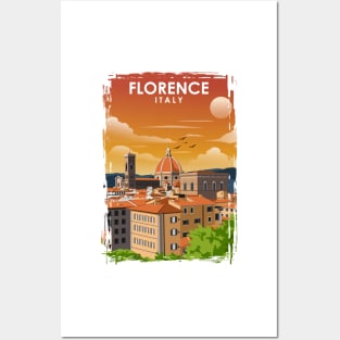 Florence Italy Tuscany Vintage Minimal Retro Travel Poster Posters and Art